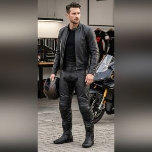 {Xpert Sport} Men's Kevlar Black Leather Motorcycle Pants - Size 36 X 31